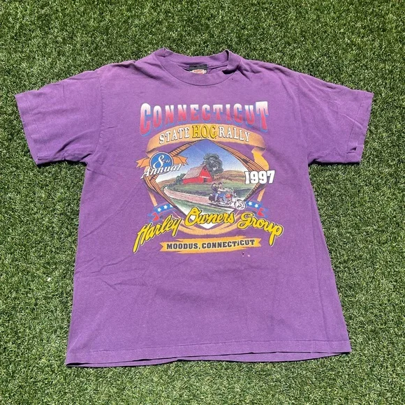 VTG ‘97 Harley Davidson Hog Rally Purple Shirt - Picture 1 of 7